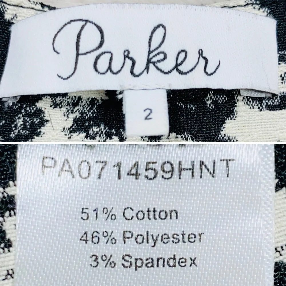 PARKER Mckenna Fit & Flare Mini Skirt sz 2 Waist 26" Black White Houndstooth - Picture 15 of 16